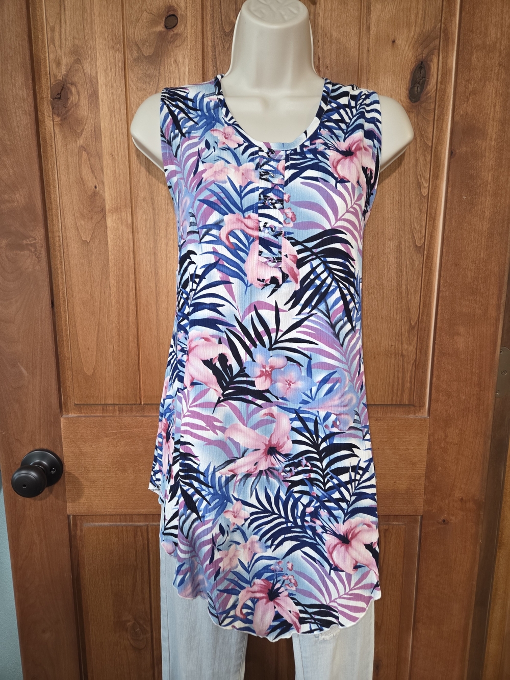 Serendipity Floral Tropical Tunic in Pink Blue & Purple